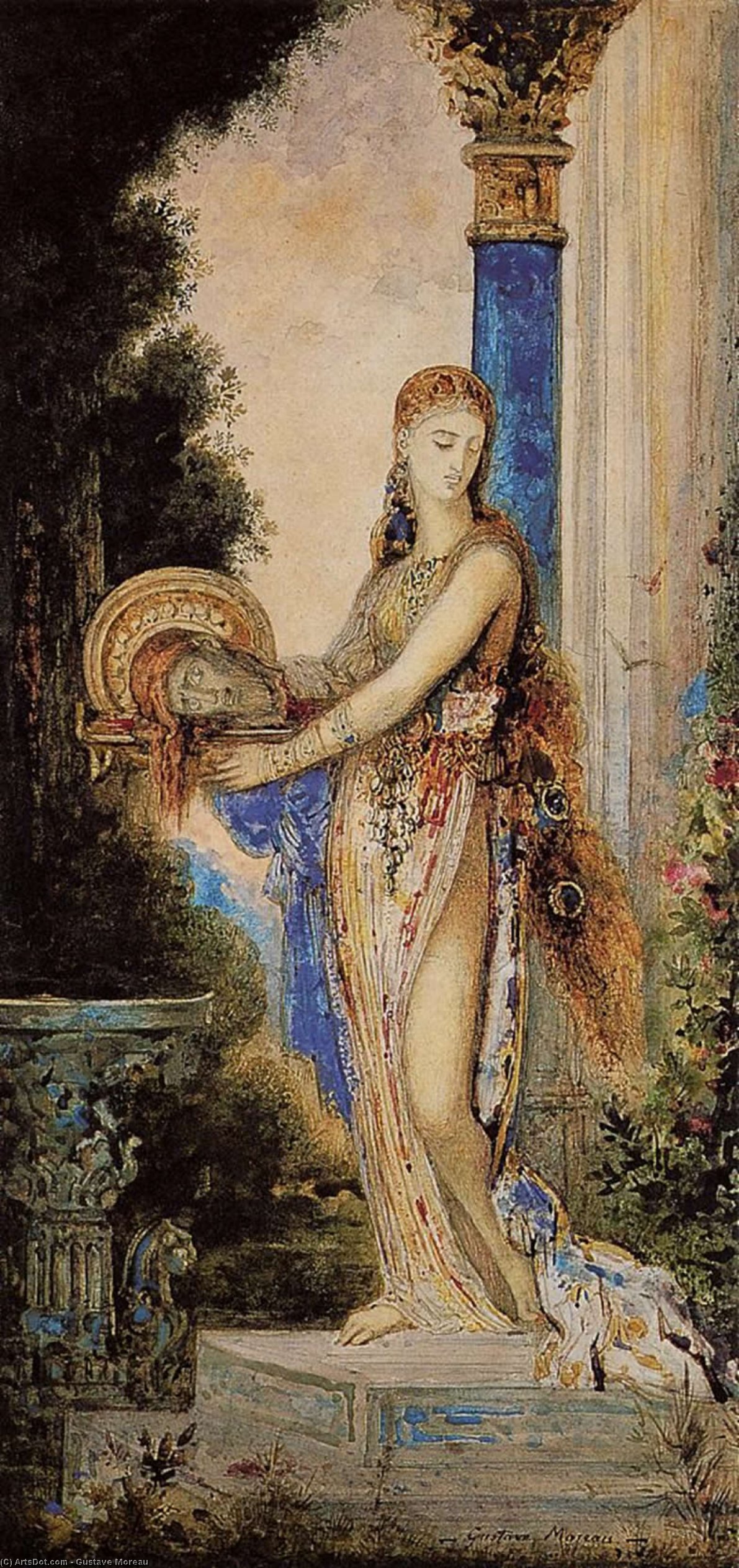 Wikioo.org - The Encyclopedia of Fine Arts - Painting, Artwork by Gustave Moreau - Salome with Column