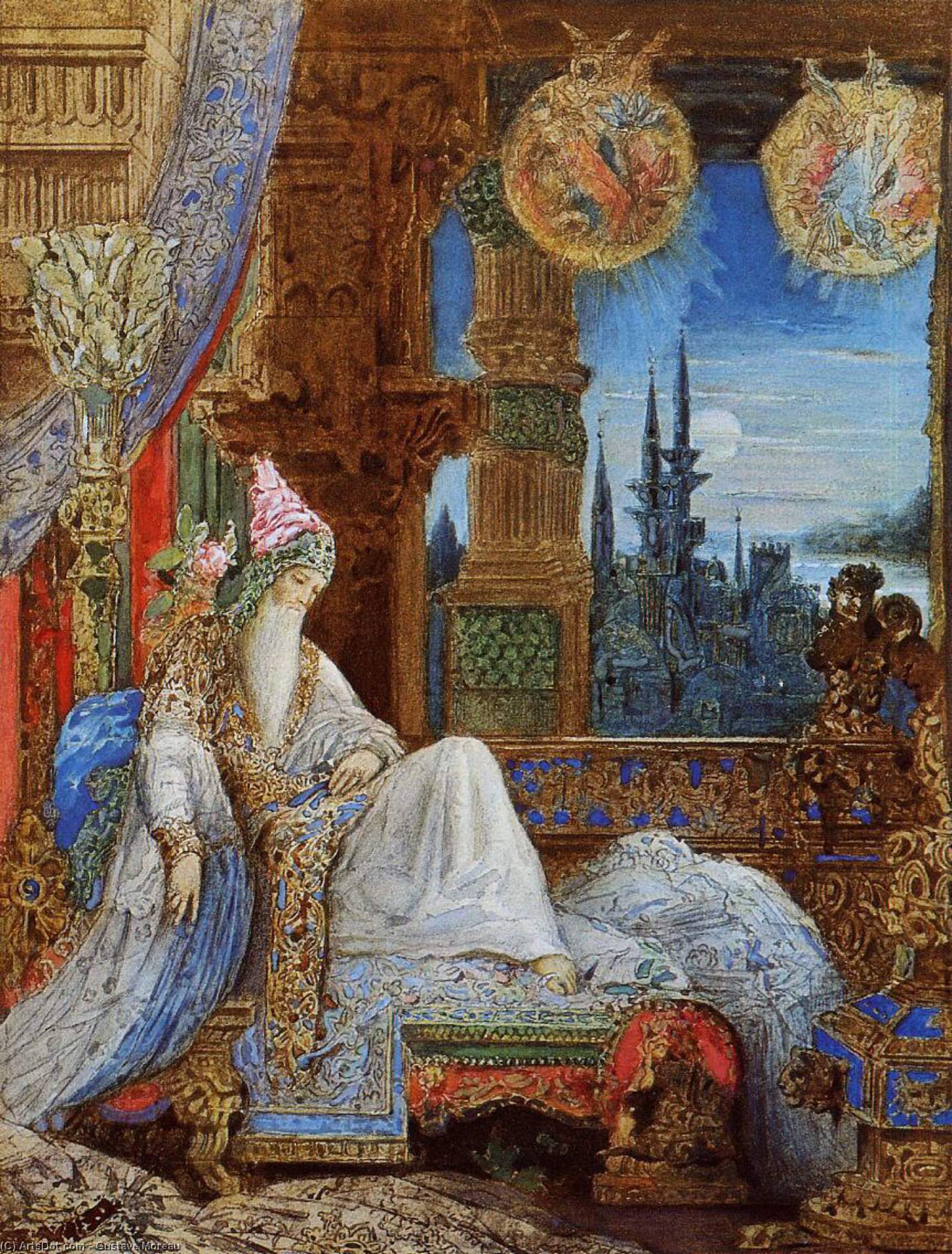 Wikioo.org - The Encyclopedia of Fine Arts - Painting, Artwork by Gustave Moreau - The Dream Haunting the Mogul