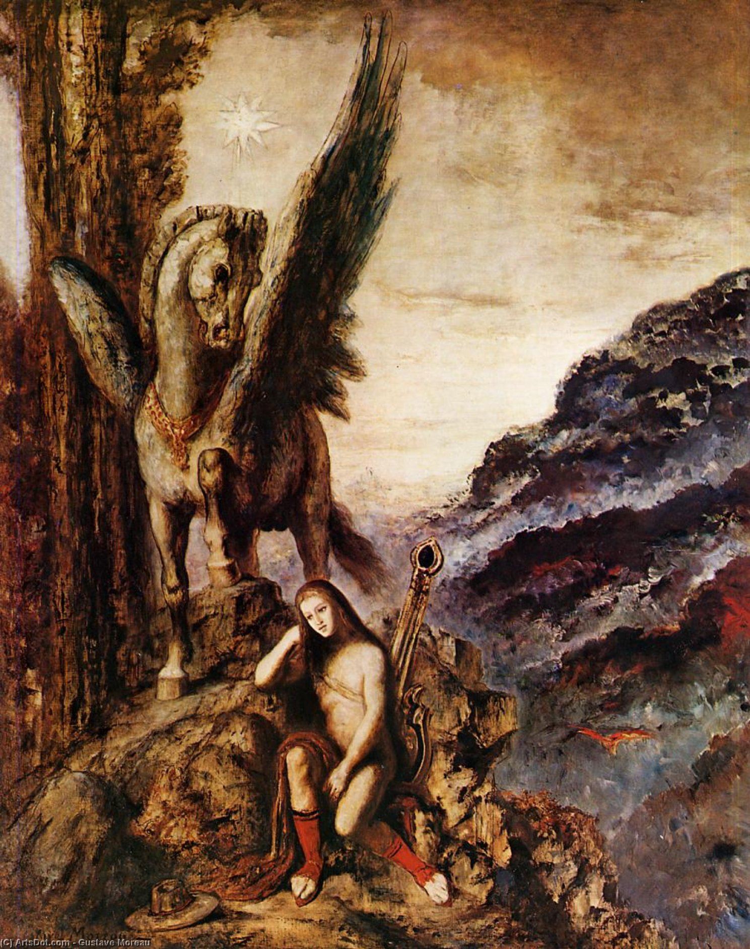 Wikioo.org - The Encyclopedia of Fine Arts - Painting, Artwork by Gustave Moreau - The Poet as a Wayfarer