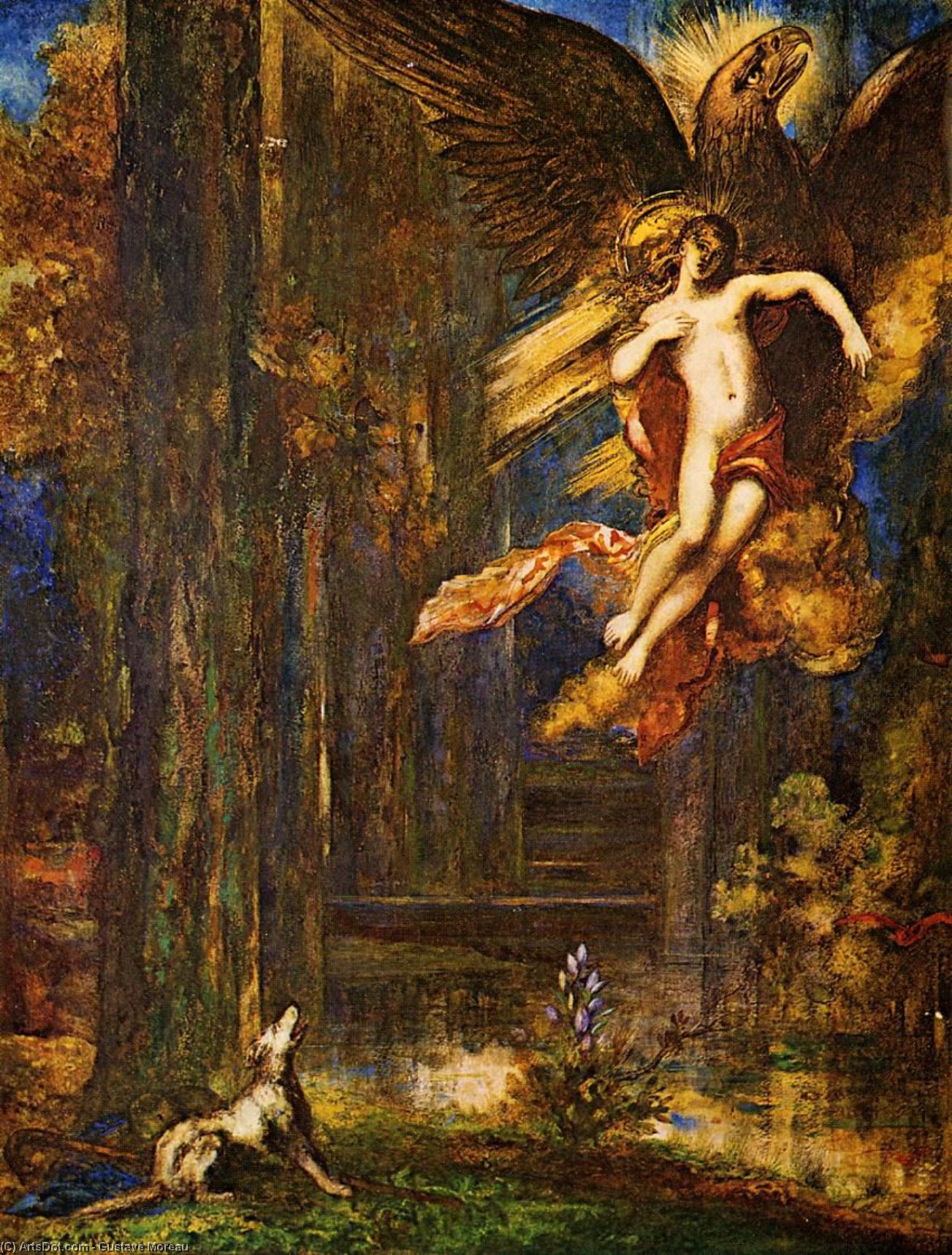 WikiOO.org - Encyclopedia of Fine Arts - Maľba, Artwork Gustave Moreau - The Raising of Ganamede