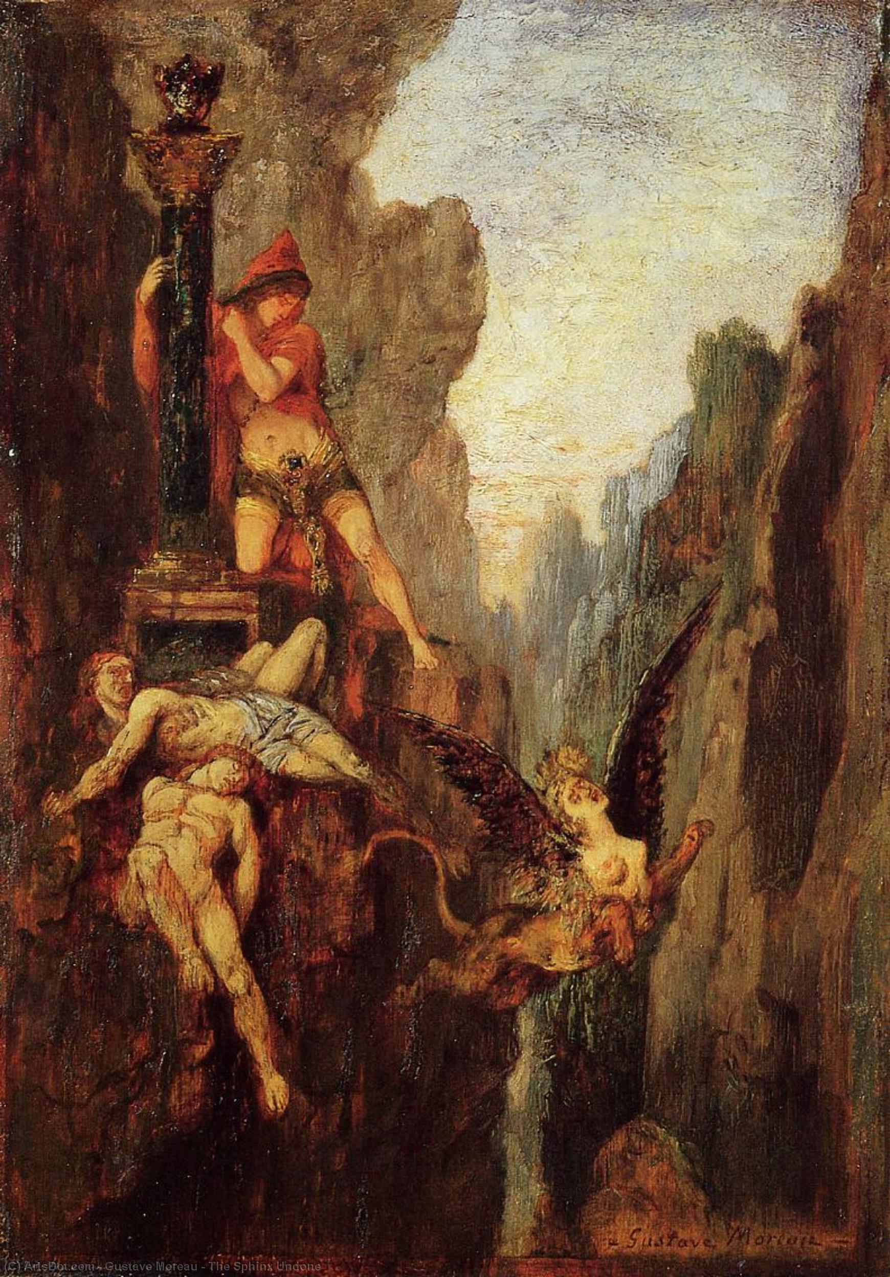 Wikioo.org - สารานุกรมวิจิตรศิลป์ - จิตรกรรม Gustave Moreau - The Sphinx Undone