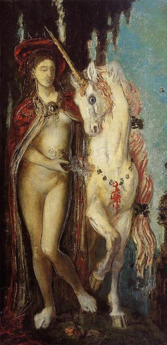 Wikoo.org - موسوعة الفنون الجميلة - اللوحة، العمل الفني Gustave Moreau - The Unicorn
