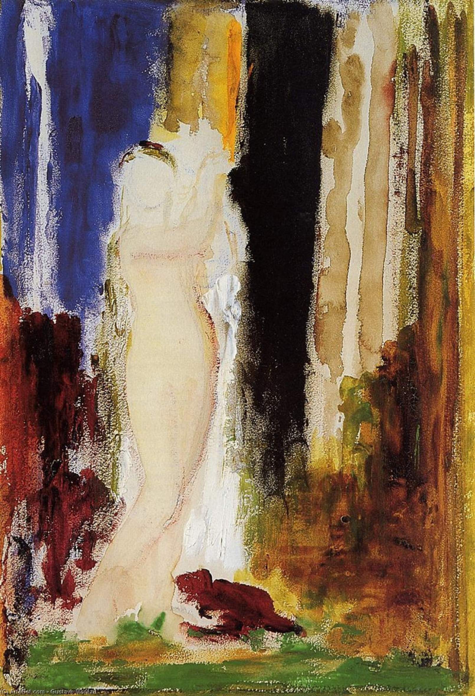 WikiOO.org - Encyclopedia of Fine Arts - Maleri, Artwork Gustave Moreau - Woman Bathing