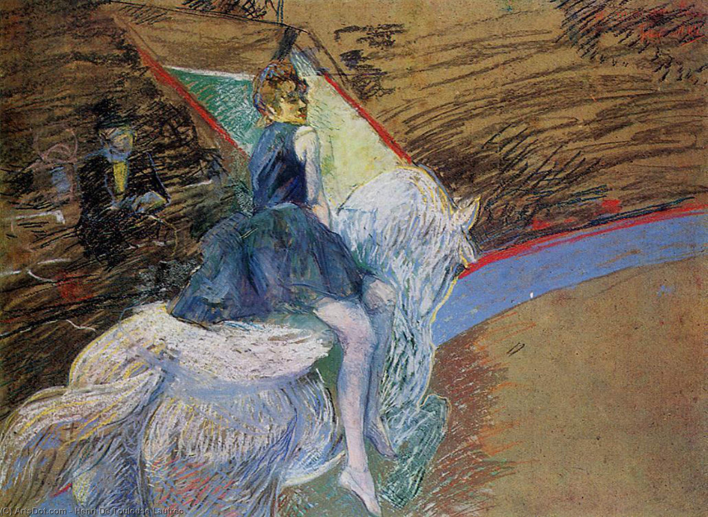 Wikioo.org – L'Encyclopédie des Beaux Arts - Peinture, Oeuvre de Henri De Toulouse Lautrec - au cirque fernando . cavalier sur un cheval blanc