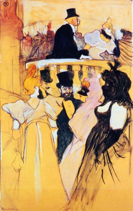 WikiOO.org - Encyclopedia of Fine Arts - Malba, Artwork Henri De Toulouse Lautrec - At the Opera Ball