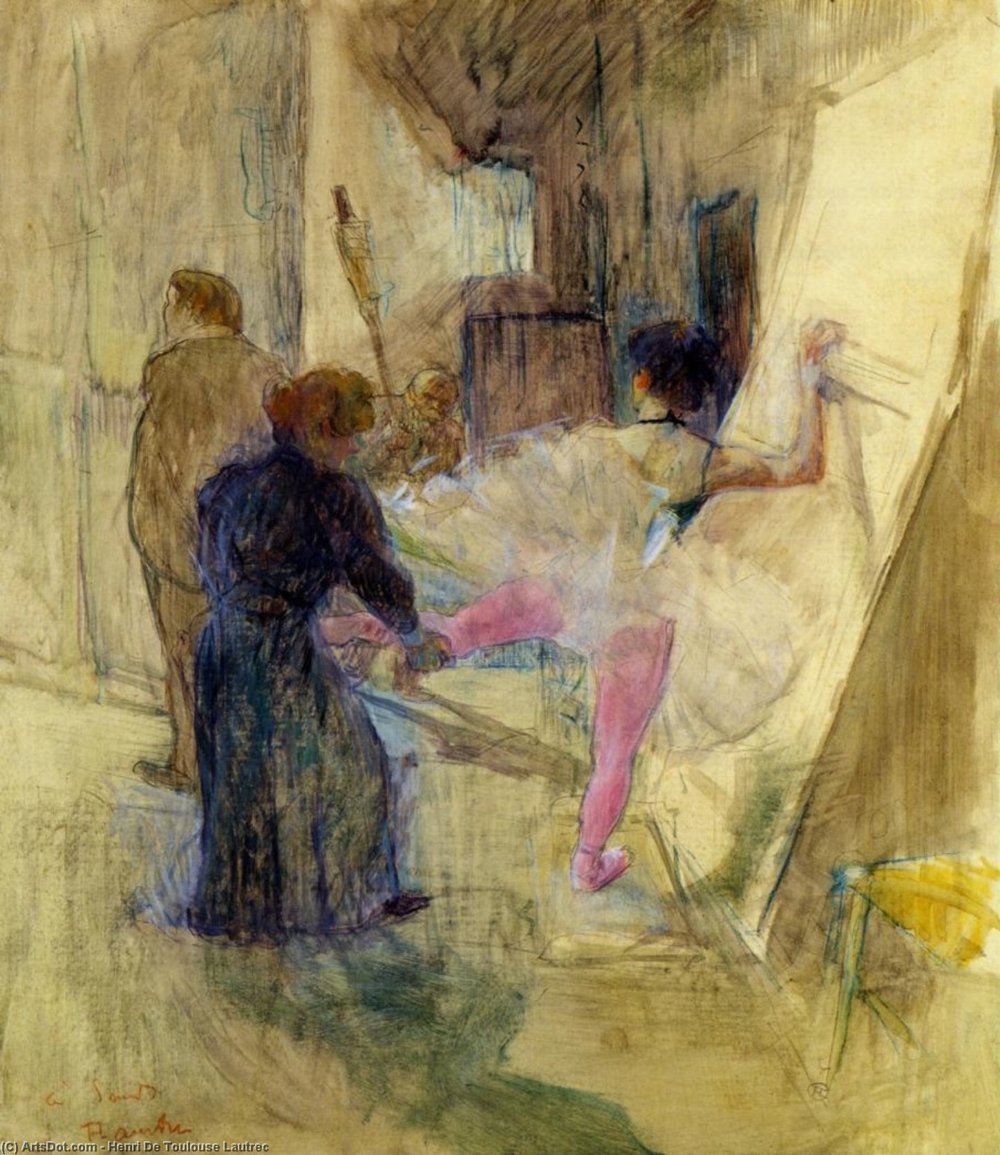 WikiOO.org – 美術百科全書 - 繪畫，作品 Henri De Toulouse Lautrec -  背后  的  场景