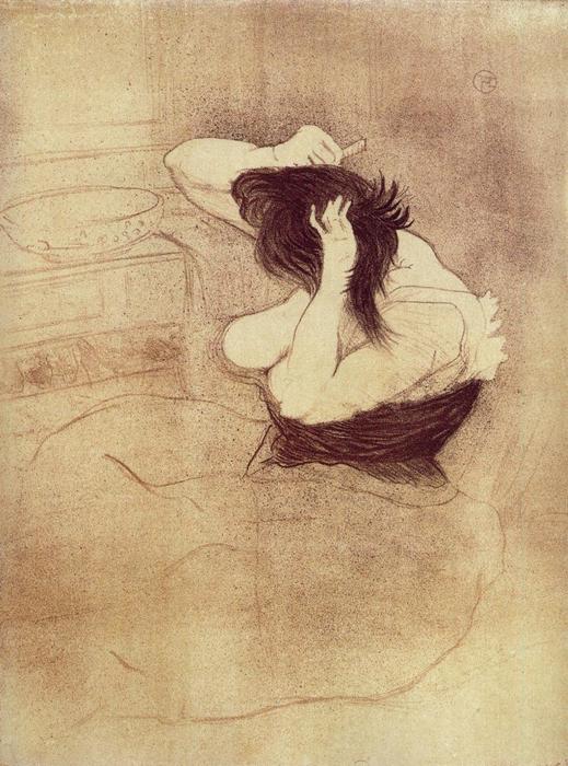 WikiOO.org - Encyclopedia of Fine Arts - Malba, Artwork Henri De Toulouse Lautrec - Elles. Woman Combing Her Hair