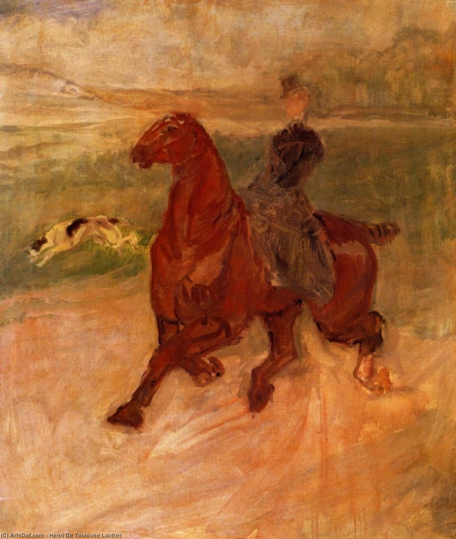 WikiOO.org – 美術百科全書 - 繪畫，作品 Henri De Toulouse Lautrec - 女骑士和狗