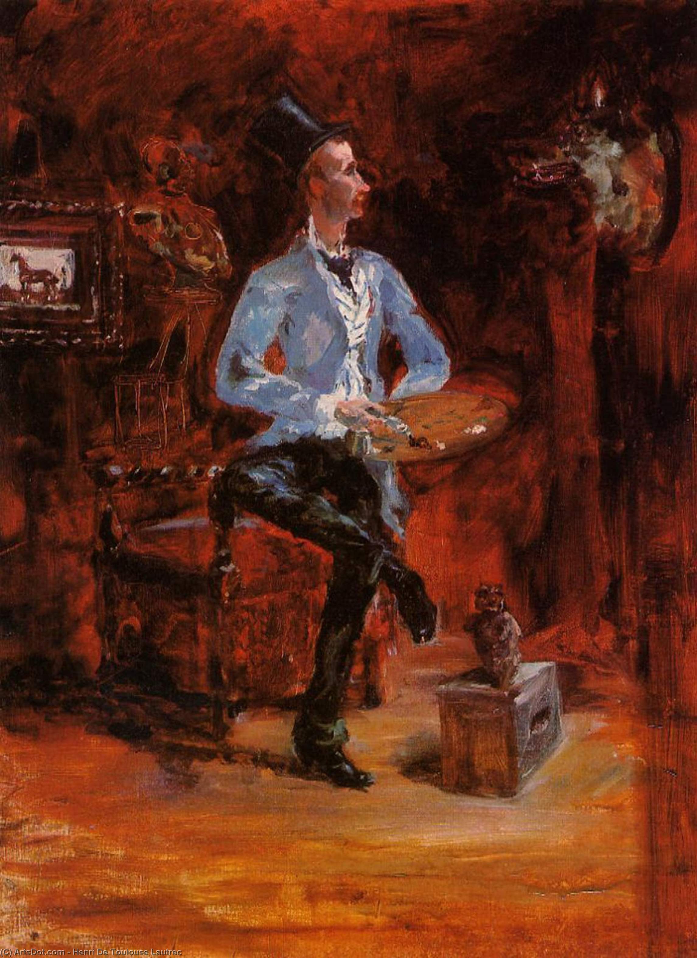 WikiOO.org - Encyclopedia of Fine Arts - Maalaus, taideteos Henri De Toulouse Lautrec - Princeteau in His Studio 1