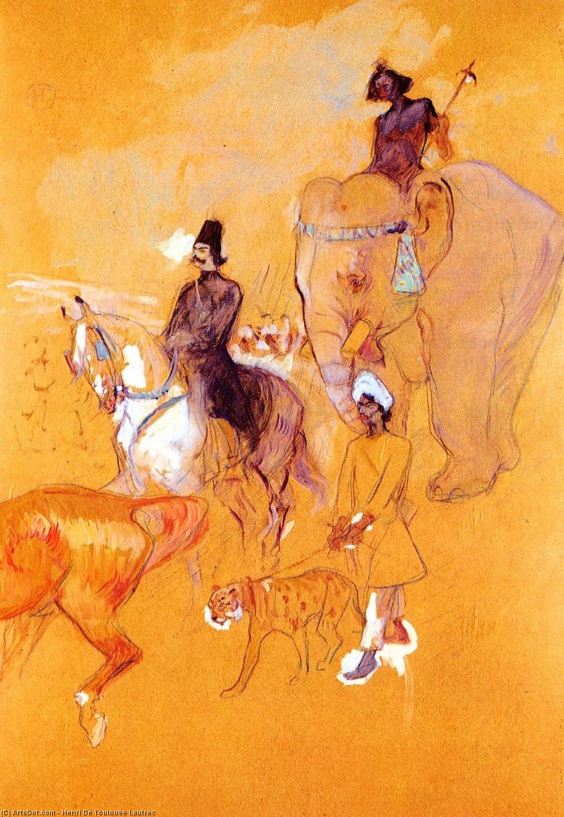 Wikioo.org – L'Encyclopédie des Beaux Arts - Peinture, Oeuvre de Henri De Toulouse Lautrec - La procession du Raja
