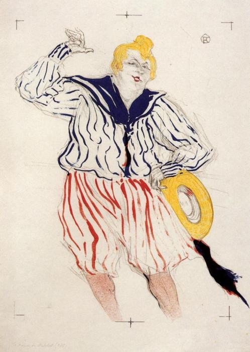 Wikioo.org - The Encyclopedia of Fine Arts - Painting, Artwork by Henri De Toulouse Lautrec - The Sailor s Sopng, at the Star , Le Havre