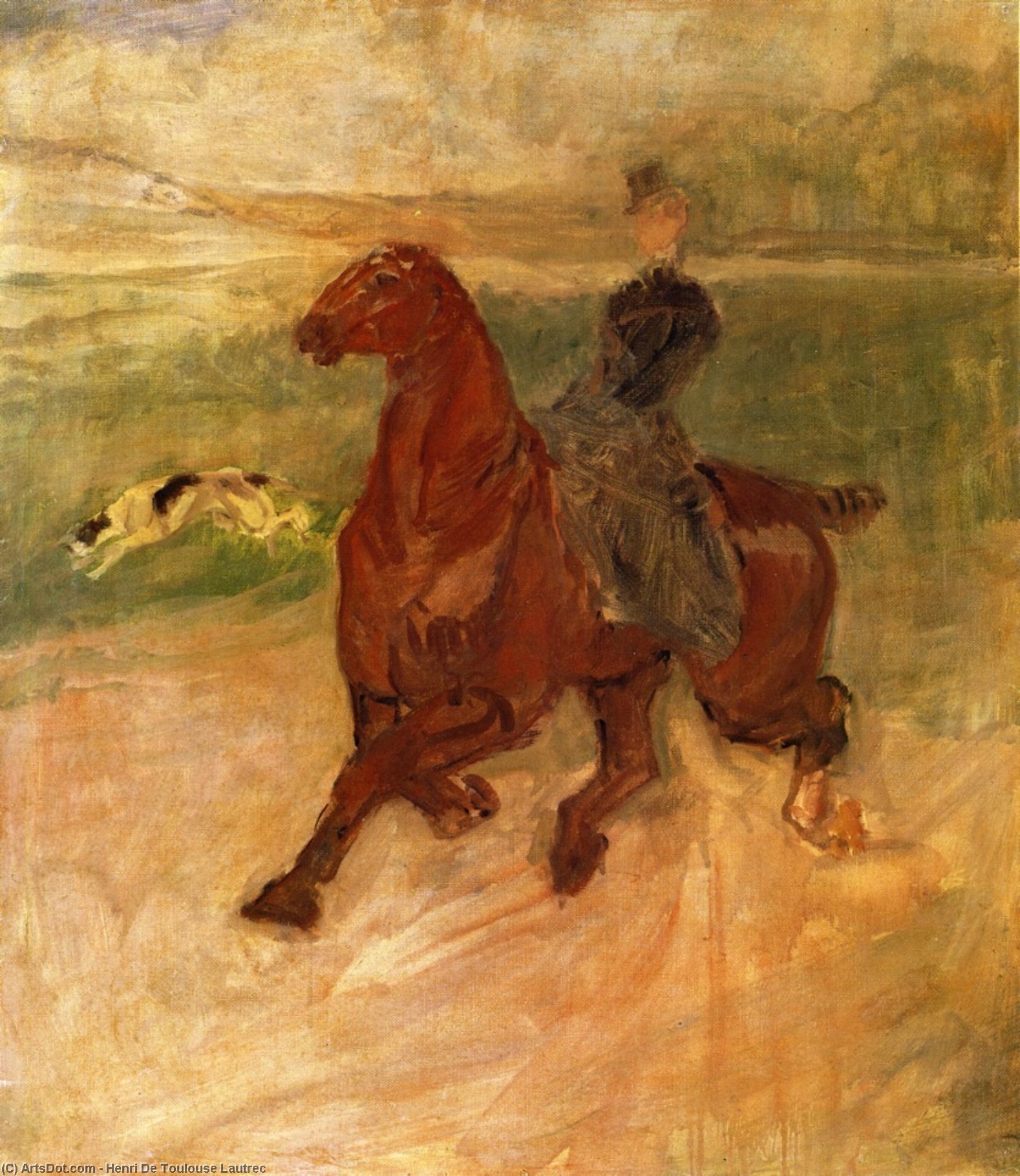 Wikioo.org - The Encyclopedia of Fine Arts - Painting, Artwork by Henri De Toulouse Lautrec - Woman Rider and Dog