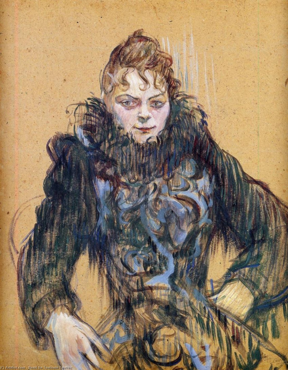 Wikioo.org - The Encyclopedia of Fine Arts - Painting, Artwork by Henri De Toulouse Lautrec - Woman with a Black Boa