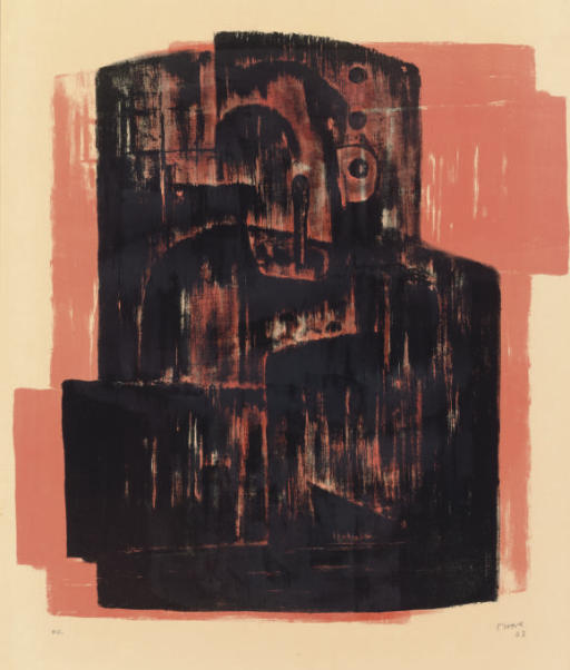 Wikioo.org - สารานุกรมวิจิตรศิลป์ - จิตรกรรม Henry Moore - Black on Red Image