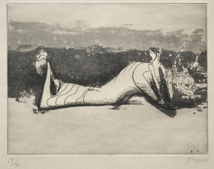 Wikioo.org – L'Enciclopedia delle Belle Arti - Pittura, Opere di Henry Moore - Drappeggiato Figura Reclining 1