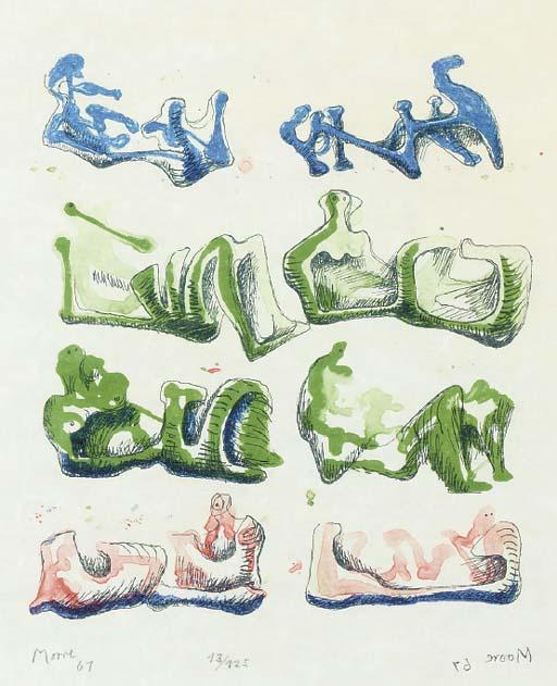 WikiOO.org - Encyclopedia of Fine Arts - Maalaus, taideteos Henry Moore - Eight Reclining Figures 4