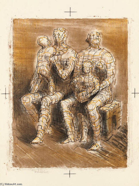 Wikioo.org – L'Enciclopedia delle Belle Arti - Pittura, Opere di Henry Moore - Gruppo di famiglia