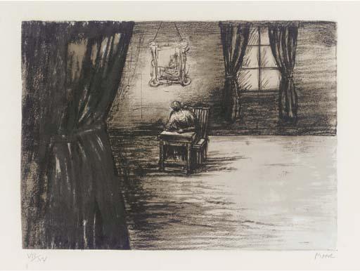WikiOO.org - Enciklopedija likovnih umjetnosti - Slikarstvo, umjetnička djela Henry Moore - Figure in a Room