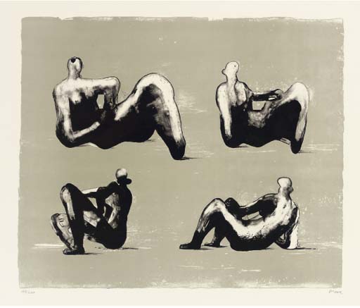 Wikoo.org - موسوعة الفنون الجميلة - اللوحة، العمل الفني Henry Moore - Four Reclining Figures
