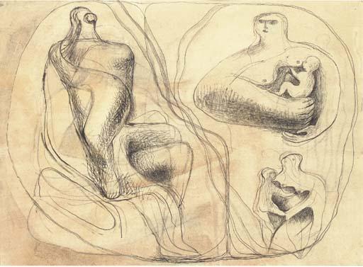 Wikioo.org - The Encyclopedia of Fine Arts - Painting, Artwork by Henry Moore - Ideas for Sculpture 2
