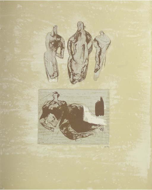 Wikoo.org - موسوعة الفنون الجميلة - اللوحة، العمل الفني Henry Moore - Les Poètes 1