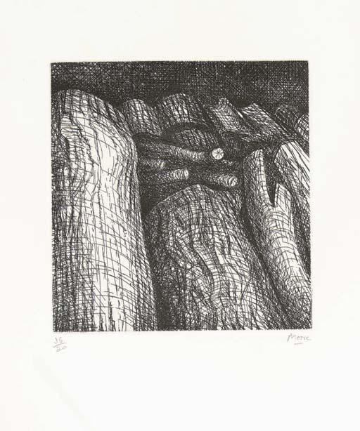 Wikoo.org - موسوعة الفنون الجميلة - اللوحة، العمل الفني Henry Moore - Log Pile I