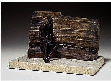 WikiOO.org - Encyclopedia of Fine Arts - Lukisan, Artwork Henry Moore - Maquette For Seated Figure Against Curved Wall