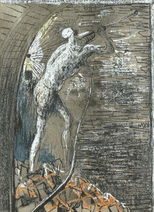 WikiOO.org - Güzel Sanatlar Ansiklopedisi - Resim, Resimler Henry Moore - Miner drilling in drift