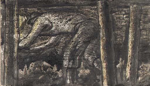 Wikioo.org - Die Enzyklopädie bildender Kunst - Malerei, Kunstwerk von Henry Moore - Miner Arbeiten unter Tage