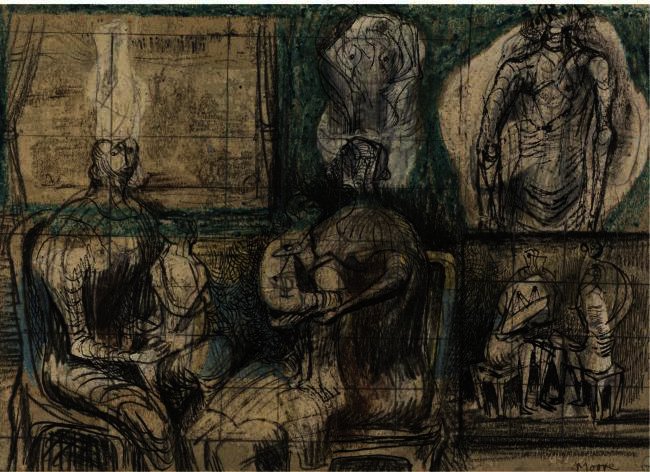 Wikioo.org – La Enciclopedia de las Bellas Artes - Pintura, Obras de arte de Henry Moore - Madre y el Niño estudios