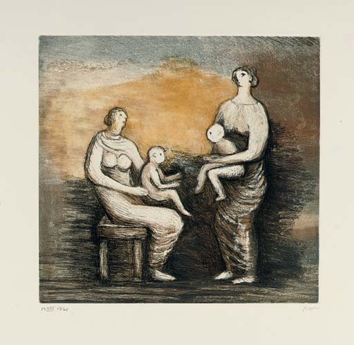 Wikioo.org - The Encyclopedia of Fine Arts - Painting, Artwork by Henry Moore - Mother and Child