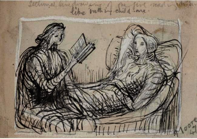 Wikioo.org - The Encyclopedia of Fine Arts - Painting, Artwork by Henry Moore - One Girl Reading To Another