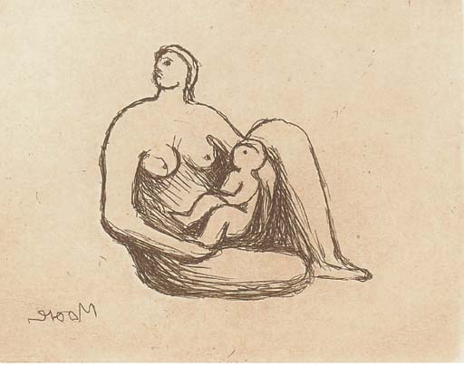 Wikioo.org - The Encyclopedia of Fine Arts - Painting, Artwork by Henry Moore - Plate 2, from Mother and Child