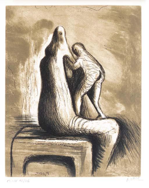 Wikioo.org - สารานุกรมวิจิตรศิลป์ - จิตรกรรม Henry Moore - Plate XIV, from Mother and Child