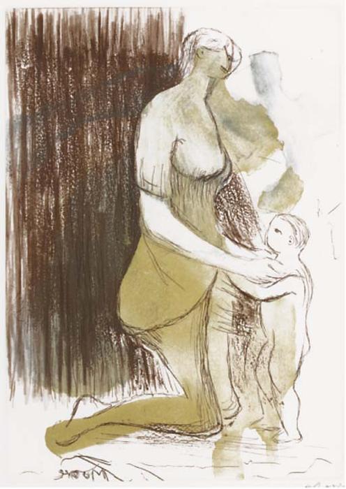 Wikioo.org - สารานุกรมวิจิตรศิลป์ - จิตรกรรม Henry Moore - Plate XXVI, from Mother and Child