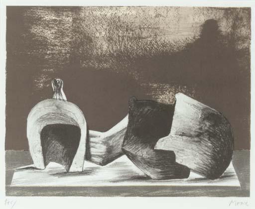 WikiOO.org - Encyclopedia of Fine Arts - Maleri, Artwork Henry Moore - Reclining Figure - Interior Setting II