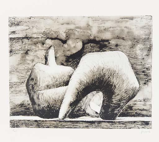 Wikoo.org - موسوعة الفنون الجميلة - اللوحة، العمل الفني Henry Moore - Reclining Figure 10