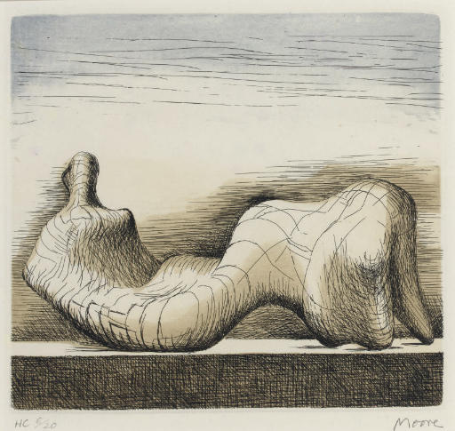 Wikoo.org - موسوعة الفنون الجميلة - اللوحة، العمل الفني Henry Moore - Reclining Figure