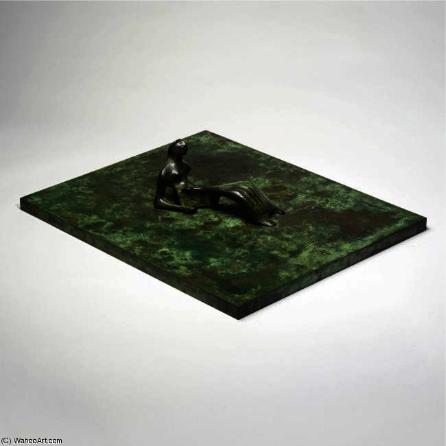Wikioo.org – La Enciclopedia de las Bellas Artes - Pintura, Obras de arte de Henry Moore - Figura reclinada Hueso falda
