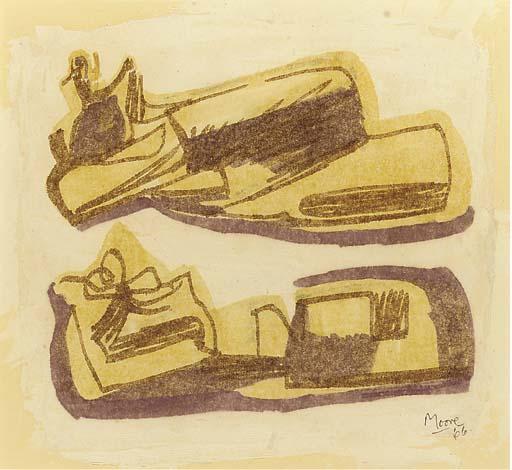 Wikioo.org - The Encyclopedia of Fine Arts - Painting, Artwork by Henry Moore - Reclining Figures 1