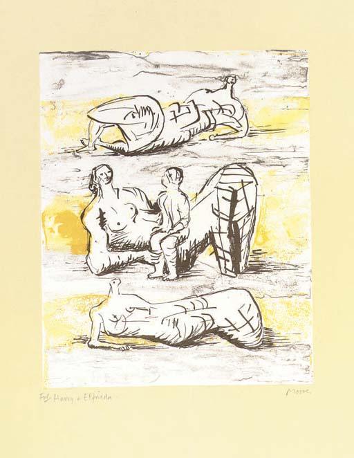 WikiOO.org - Encyclopedia of Fine Arts - Maleri, Artwork Henry Moore - Reclining Figures and Reclining Mother and Child