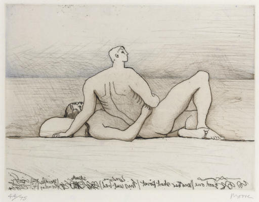 Wikioo.org - The Encyclopedia of Fine Arts - Painting, Artwork by Henry Moore - Reclining Figures; Man and Woman I