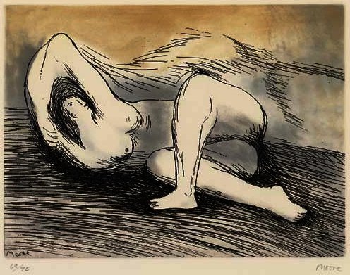WikiOO.org - Encyclopedia of Fine Arts - Maalaus, taideteos Henry Moore - Reclining Nude 1