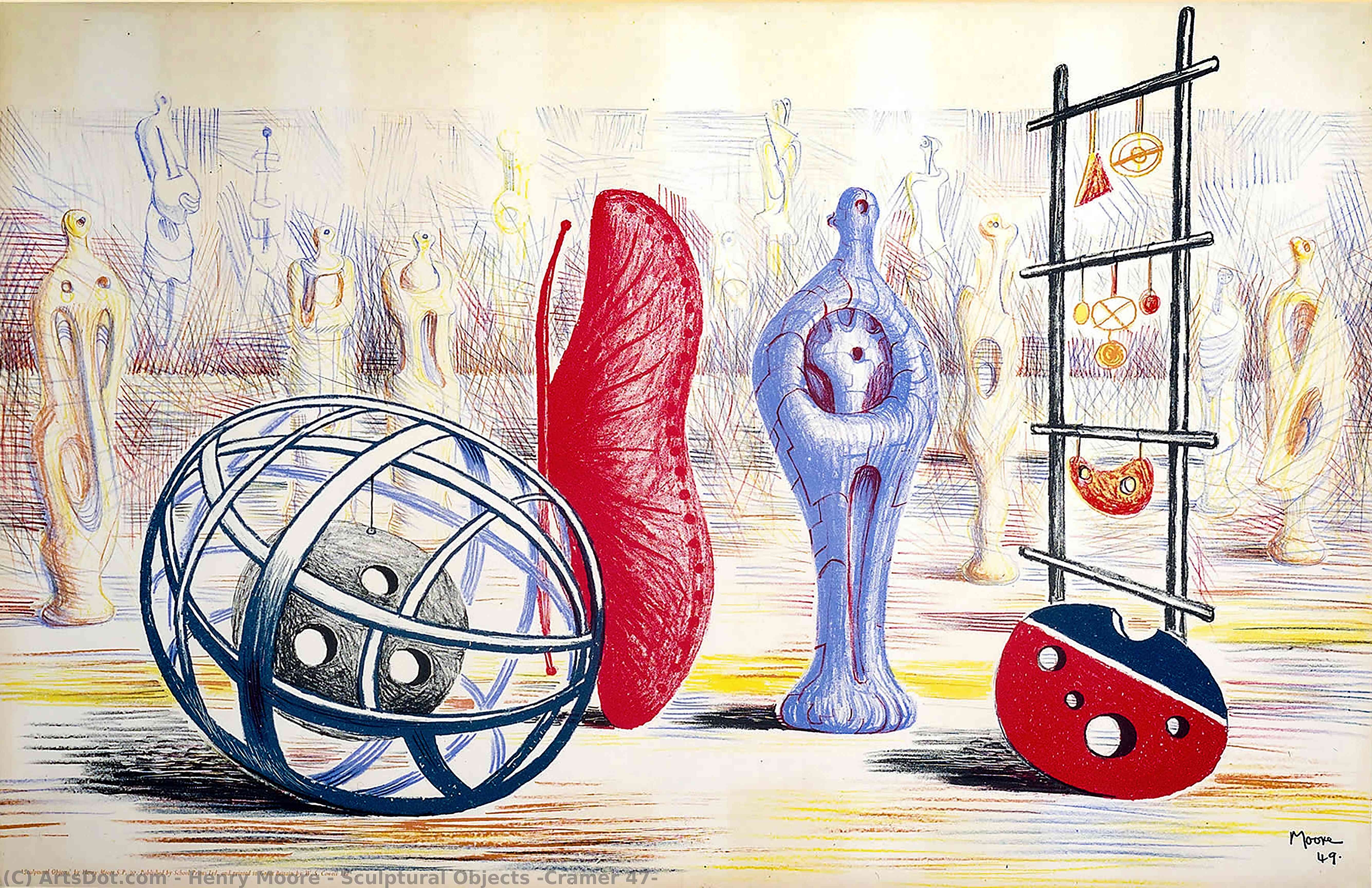 WikiOO.org - دایره المعارف هنرهای زیبا - نقاشی، آثار هنری Henry Moore - Sculptural Objects (Cramer 47)