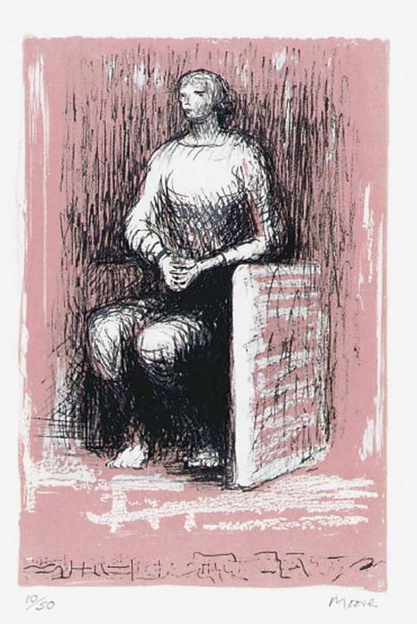 Wikioo.org – L'Enciclopedia delle Belle Arti - Pittura, Opere di Henry Moore - seduti figura 2