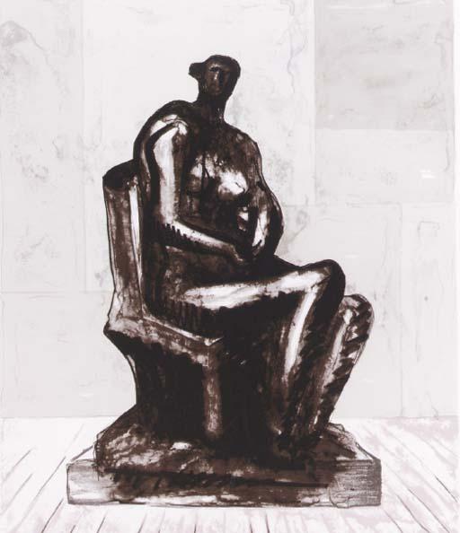 WikiOO.org - دایره المعارف هنرهای زیبا - نقاشی، آثار هنری Henry Moore - Seated Figure 4