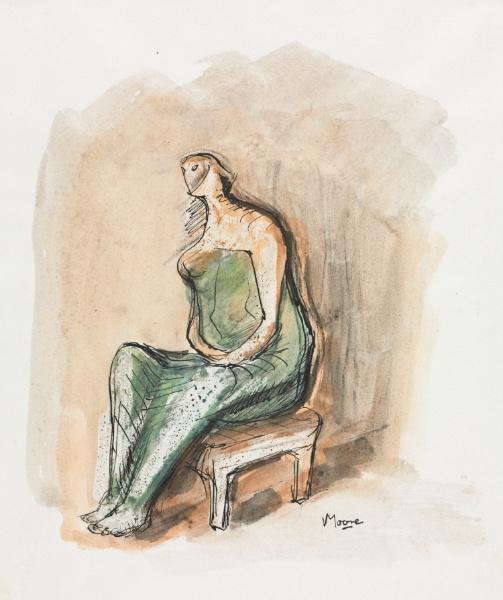 Wikioo.org - The Encyclopedia of Fine Arts - Painting, Artwork by Henry Moore - Seated Figure 5