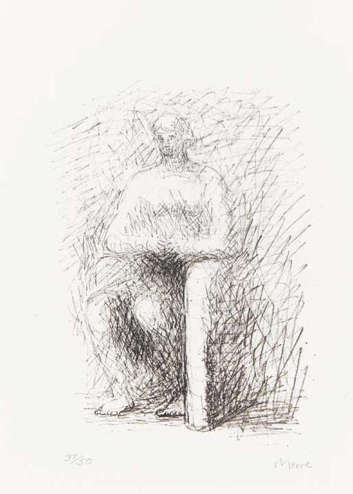 Wikioo.org - The Encyclopedia of Fine Arts - Painting, Artwork by Henry Moore - Seated Figure I Line Drawing
