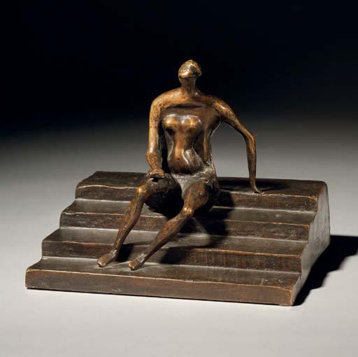 WikiOO.org - دایره المعارف هنرهای زیبا - نقاشی، آثار هنری Henry Moore - Seated figure on square steps
