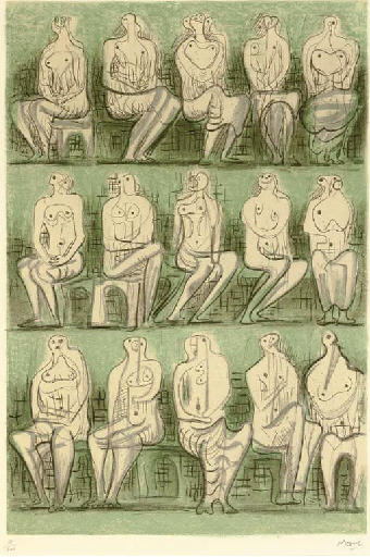 Wikioo.org - The Encyclopedia of Fine Arts - Painting, Artwork by Henry Moore - Seated Figures 2